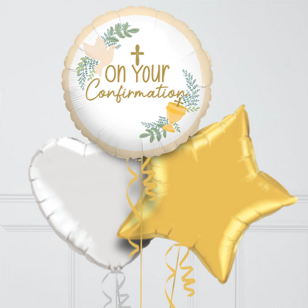 On Your Confirmation Gold Inflated Foil Balloon Bunch