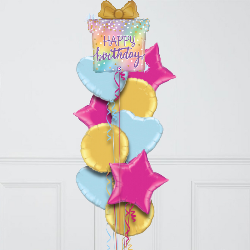 Opal Birthday Present Foil Inflated Balloon Bunch