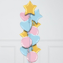 Pastel Chrome Stars Inflated Foil Balloon Bunch