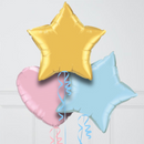 Pastel Chrome Stars Inflated Foil Balloon Bunch