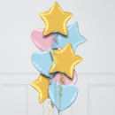 Pastel Chrome Stars Inflated Foil Balloon Bunch