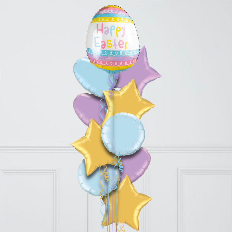 Pastel Easter Egg Inflated Foil Balloon Bunch