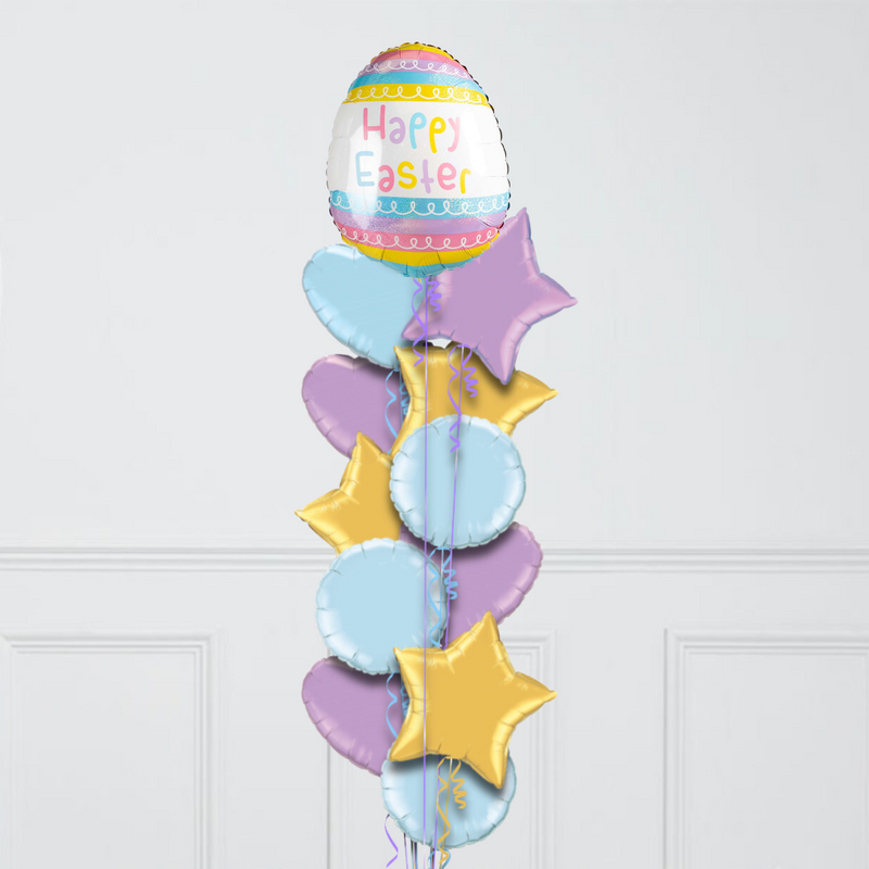 Pastel Easter Egg Inflated Foil Balloon Bunch