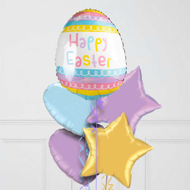 Pastel Easter Egg Inflated Foil Balloon Bunch