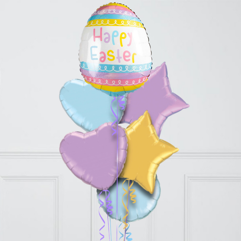 Pastel Easter Egg Inflated Foil Balloon Bunch