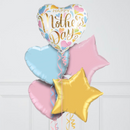 Pastel Rainbow Mother's Day Hearts Inflated Foil Balloon Bunch