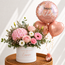 Personalised Blush Rose Hat Box & Birthday Balloons