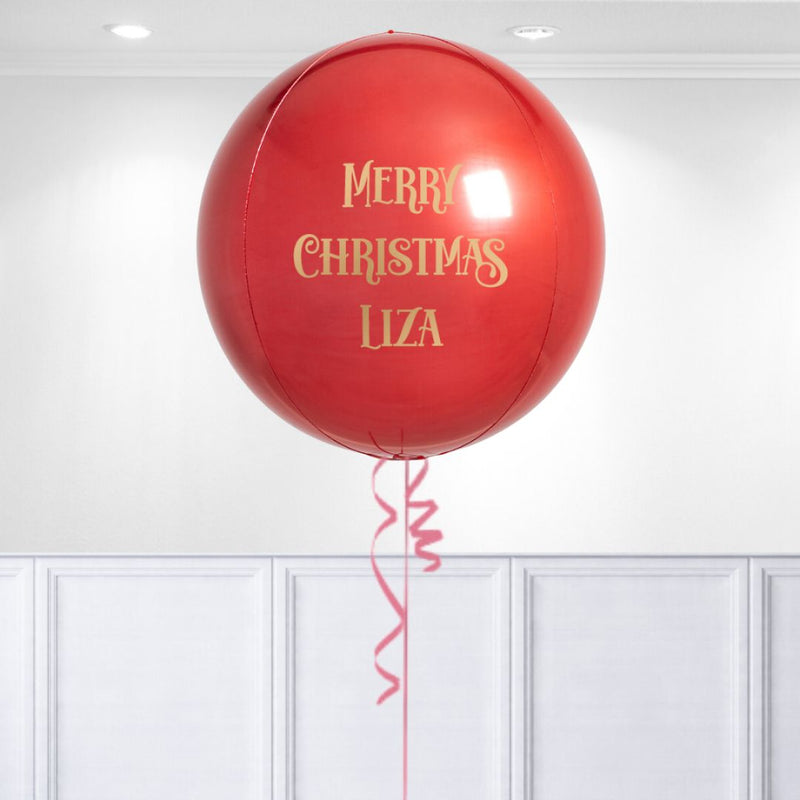 Personalised Christmas Red Orb Balloon