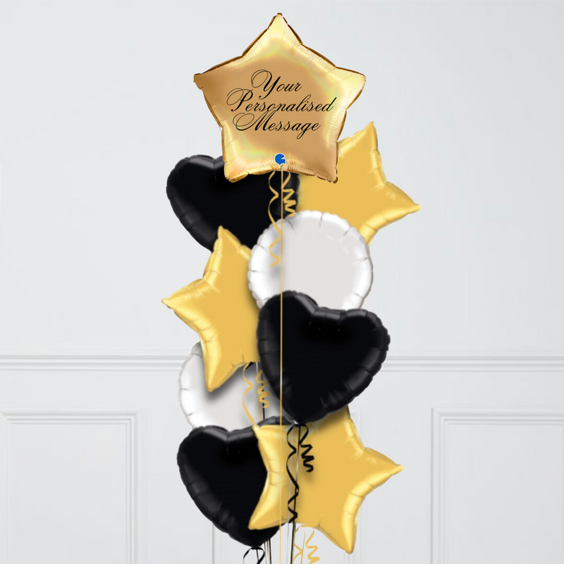 Personalised Glitz & Glam Inflated Star Foil Balloon Bunch