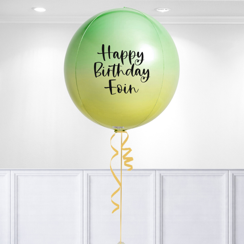 Personalised Ombre Green Inflated Party Orb Balloon