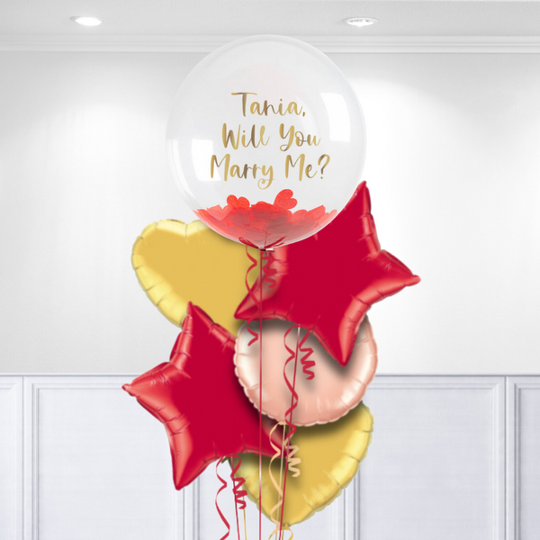 Personalised Red & Gold Bubble Balloon Bunch