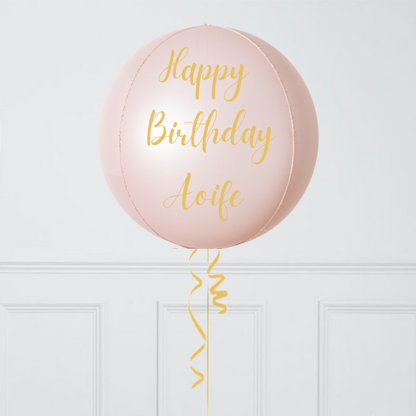 Personalised Satin Pastel Pink Tassel Inflated Party Orb Balloon