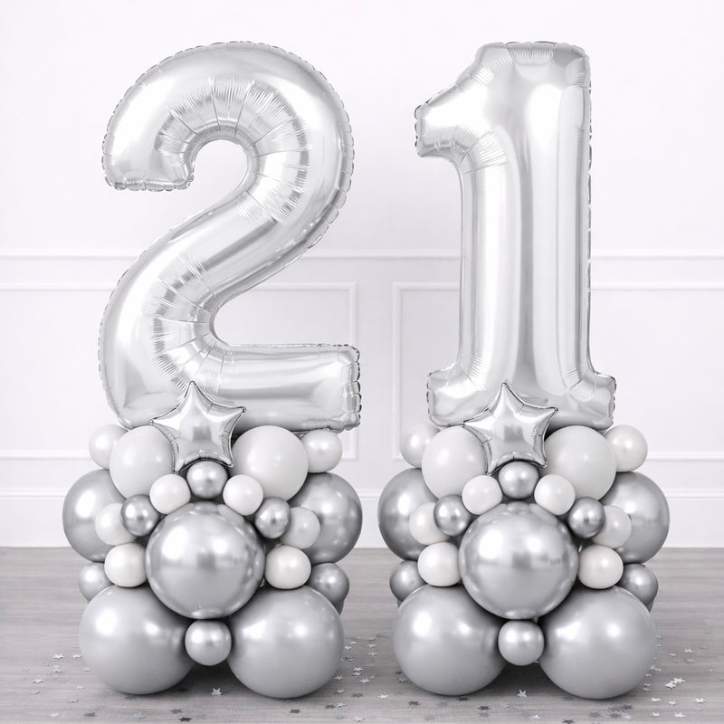 Inflated Number Balloon Stack – Silver Chrome | Balloonfactory.ie ...
