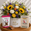 Personalised Sunshine Hat Box, Chocolates & Congratulations Card