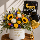Personalised 100th Birthday Flowers & Balloon Bunch Gift Set