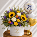 Personalised 21st Birthday Flowers & Balloon Bunch Gift Set