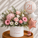 Personalised 21st Birthday Flowers & Balloon Bunch Gift Set for Her