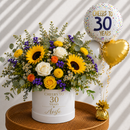 Personalised 30th Birthday Flowers & Balloon Bunch Gift Set – Cheers to 30