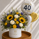 Personalised 40th Birthday Flowers & Balloon Bunch Gift Set