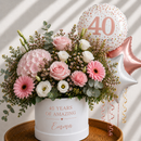Personalised 40th Birthday Flowers & Balloon Gift Set