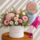 Personalised 80th Birthday Flowers & Balloon Bunch Gift Set