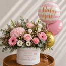 Personalised Baby Girl Flowers & Balloon Gift Set