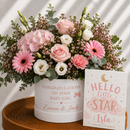Personalised Baby Girl Flowers & Greeting Card Gift Set