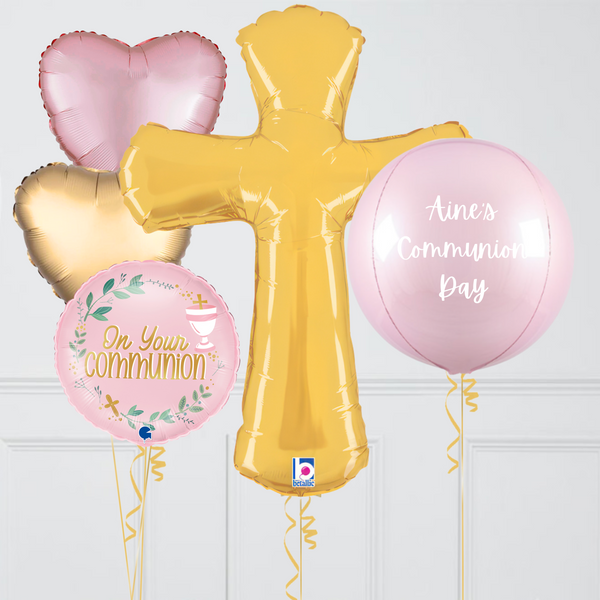 Personalised Holy Communion Pink Balloon Package