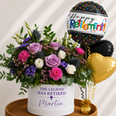 Personalised Lavender Rose Hat Box & Retirement Balloons