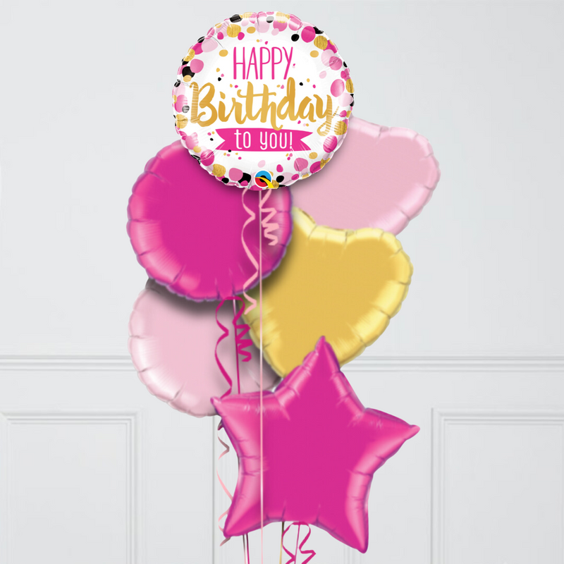 Pink Happy Birthday Inflated Foil Balloons