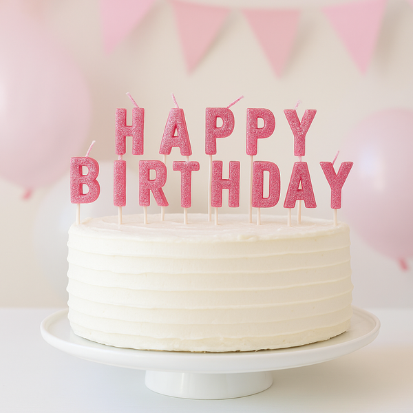 Pink Happy Birthday Pick Glitter Candles