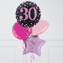 Pink Holographic 30th Birthday Inflated Foil Balloon Bunch