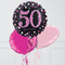 Pink Holographic 50th Birthday Inflated Foil Balloon Bunch
