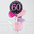 Pink Holographic 60th Birthday Inflated Foil Balloon Bunch