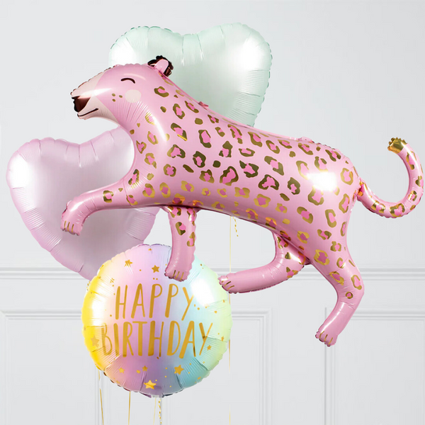 Pink Leopard Birthday Inflated Balloon Package