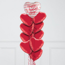 Pink Stripes Happy Valentine's Day Hearts Inflated Foil Balloon Bunch