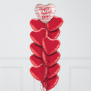 Pink Stripes Happy Valentine's Day Hearts Inflated Foil Balloon Bunch