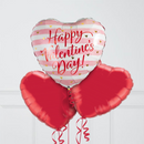 Pink Stripes Happy Valentine's Day Hearts Inflated Foil Balloon Bunch