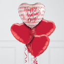 Pink Stripes Happy Valentine's Day Hearts Inflated Foil Balloon Bunch