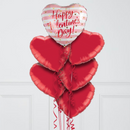 Pink Stripes Happy Valentine's Day Hearts Inflated Foil Balloon Bunch