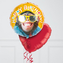 Pretty Smilin' Chimp Hearts Inflated Foil Balloon Bunch