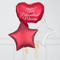 Red Personalised Heart Inflated Foil Balloon Bunch