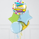 Retro Happy Birthday Inflated Foil Balloon Bunch