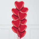 A Dozen Red Hearts Inflated Foil Balloons