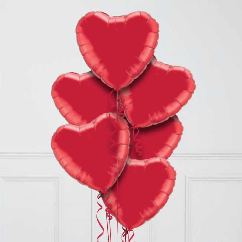 A Dozen Red Hearts Inflated Foil Balloons