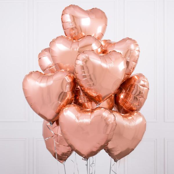 Rose Gold Blush Hearts Inflated Foil Balloon Bunch