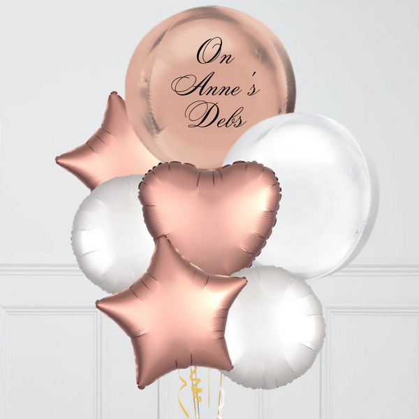 Rose Gold Debs Personalised Giant Balloon Bunch