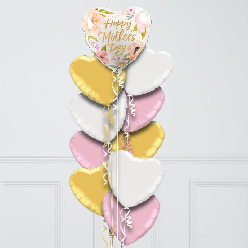 Rose Gold Floral Happy Mother's Day Inflated Foil Balloon Bunch