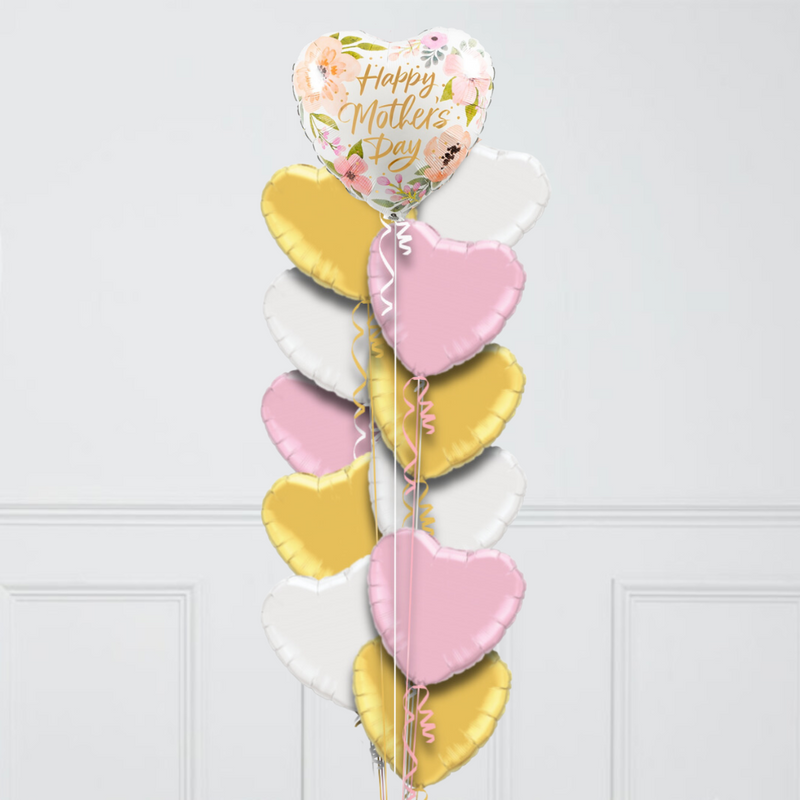 Rose Gold Floral Happy Mother's Day Inflated Foil Balloon Bunch