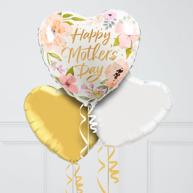 Rose Gold Floral Happy Mother's Day Inflated Foil Balloon Bunch